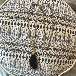 Black and Gold Teardrop Pendant Necklace